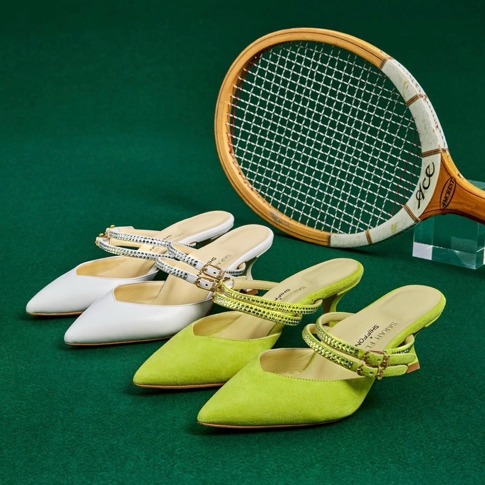 NWT Sarah Flint x Shiffon Perfect Mule Optic Yellow